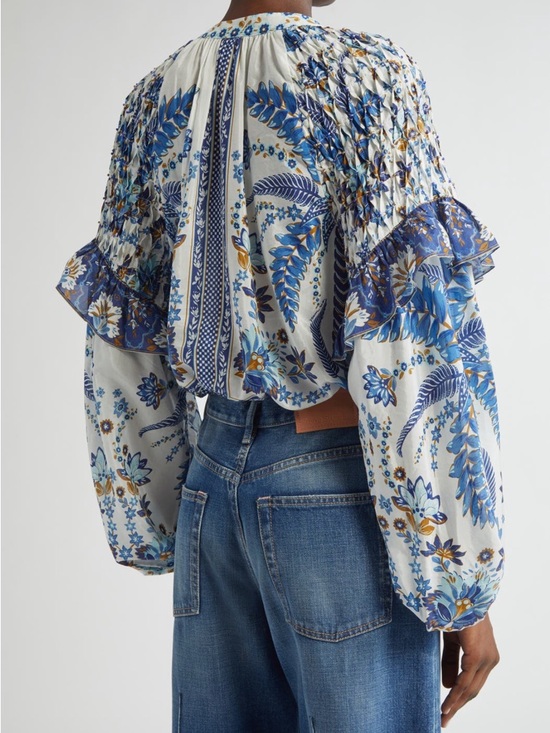 FARM Rio Ana Tapestry Cotton Blend Ruffle Top NWT Size Large - Picture 2 of 10